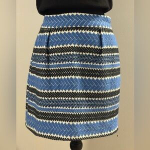 Nomad by Morgan Carper Blue and Black Cotton A-Line Skirt Large
